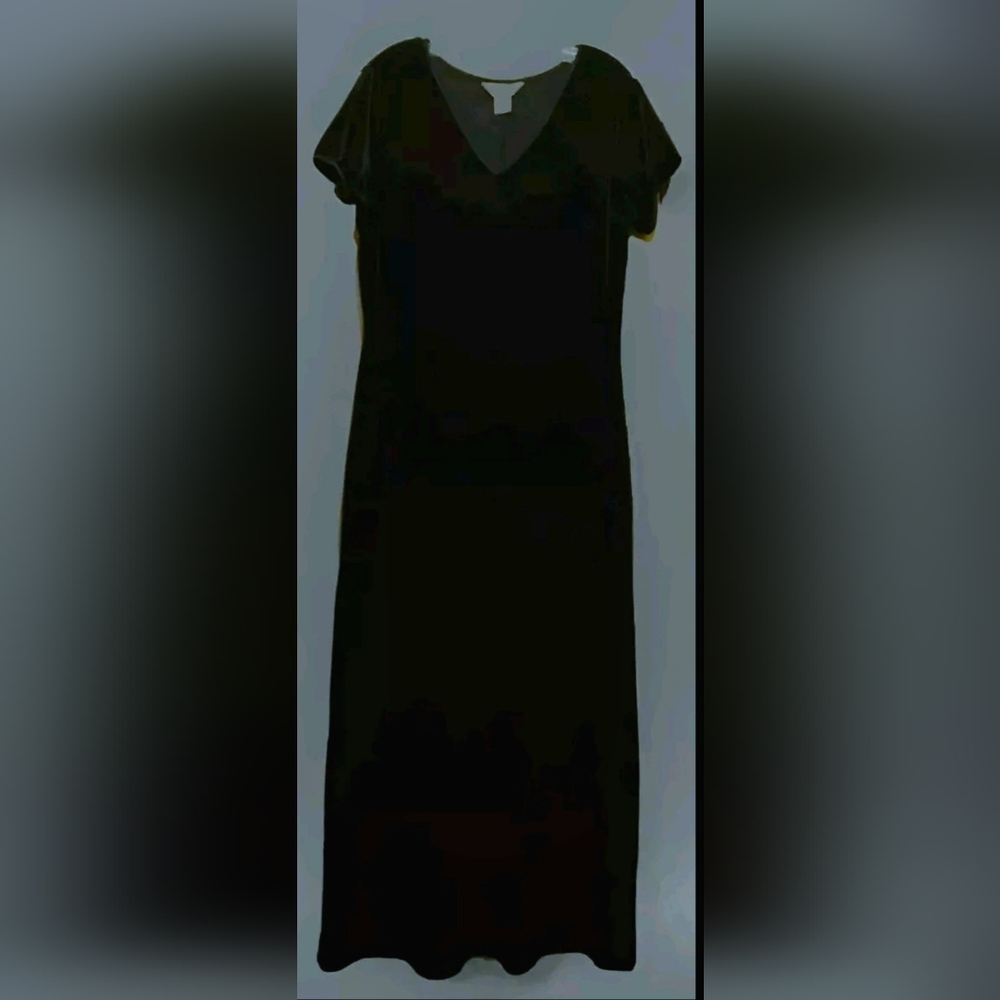 Vtg Express Tricot 90s Maxi Dress Womens Size 11/12 Black Velvet